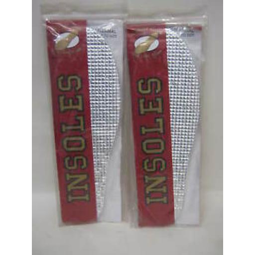 Tie-Tight Laces Insoles Thermal Foam Silver Two 2 Pairs Size 10