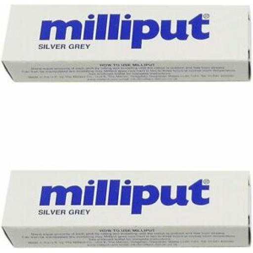 2 x Tubes Milliput 2 Part Epoxy Putty Silver Grey
