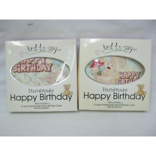 Tallon Just To Say Happy Birthday Handmade Greetings Cards Pk 5 x 2 Boxes Teddy
