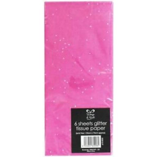 Eurowrap Tissue Paper Pk 6 Sheets Pink Glitter 20910-P