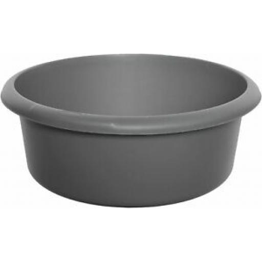 Whitefurze Large Round Plastic Washing Up Bowl Silver 34cm 13 1/2"