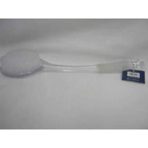 Blue Canyon Clear Plastic Bath Brush Nylon Bristles Rubber Handle BA16307