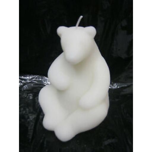 Christmas Decoration Wax Candle White Polar Bear Sitting 12cm ZNE15