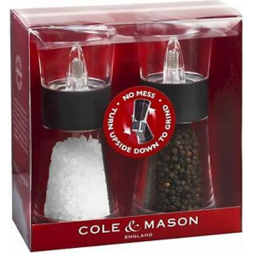 Cole And Mason Inverta Upside Down Salt And Pepper Mill Set Black H581580
