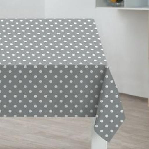Sabichi Table Cover Cloth Oblong 178cm x 132cm PVC Coated Grey Spots 188014