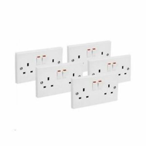 Lyvia 2 Twin Double Gang White Flush Switched 13A Socket 4409 Pk5