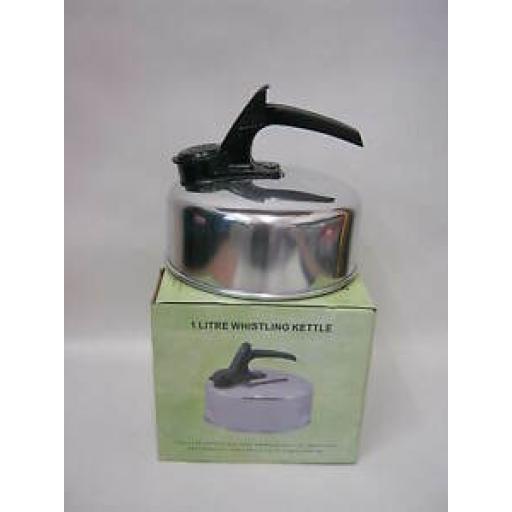 Aluminium Camping Stove Whistling Kettle Gas Electric Hob 1Litre Silver