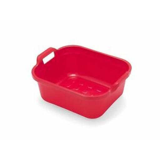 Addis Oblong Plastic Washing Up Bowl With Handles 10L New Design Red