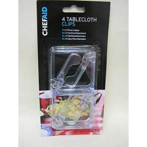 Chef Aid Set of 4 Tablecloth Tablecover Clips Clear 10E09315