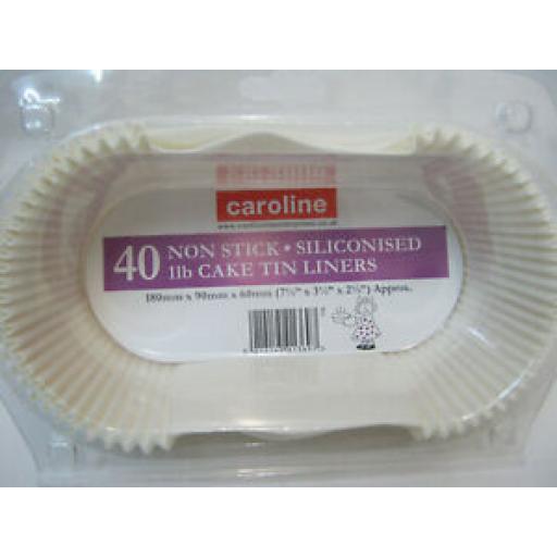 Caroline Non Stick Siliconised Loaf Tin Cake Cases Liners Pk40 1LB 1716