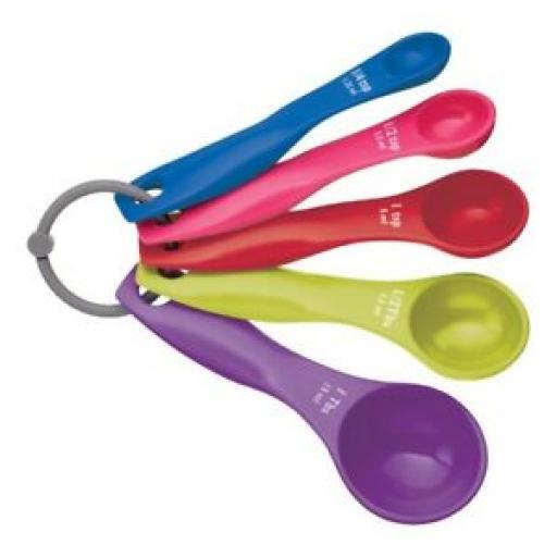 Colourworks Plastic Measuring Spoons Scoops Set 5 Piece CWMPSPOONSET
