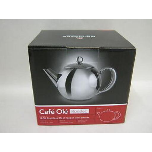 Grunwerg Cafe Ole Rondeo Stainless Steel Teapot With Infuser RT-017X 0.5L