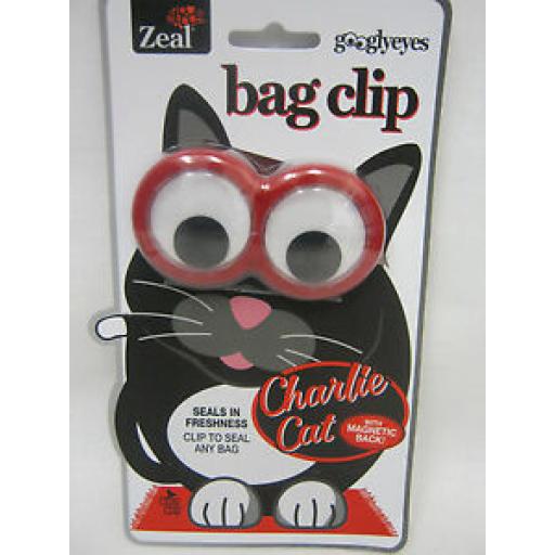 Zeal Googlyeyes Magnetic Bag Clip Seals In Freshness G52CAT Charlie Cat