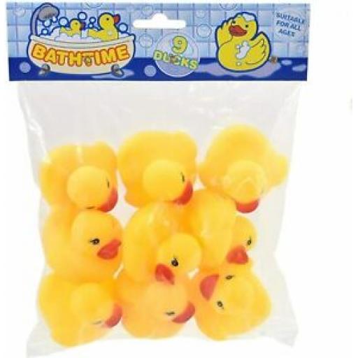 Kandytoys Bathtime Yellow Plastic Ducks Pk 9