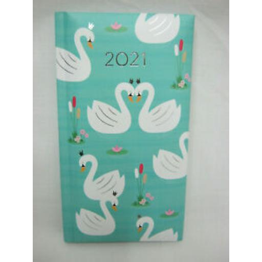 Tallon Padded Slim Diary 2021 White Swans