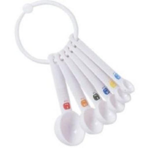 Tala White Plastic Measuring Spoons Scoops Set 6 Piece 10A 10450