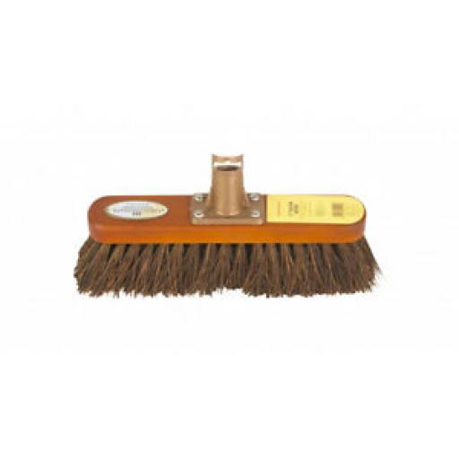 Groundsman Wood backed Broom Head Only With Stiff Bassine Bristles 12" PA92212