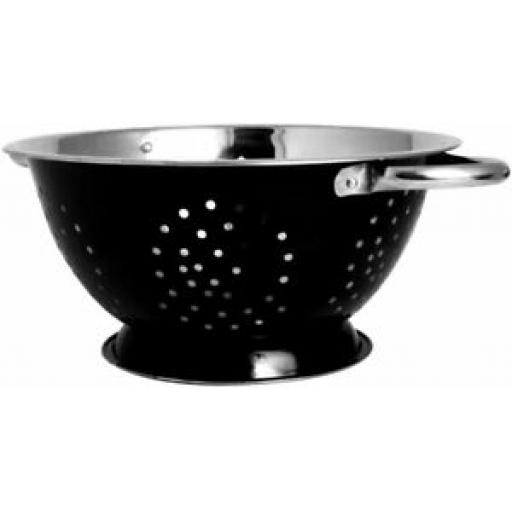 Zodiac Stainless Steel Colander 2 x Side Handles 24cm Black Painted Exterior