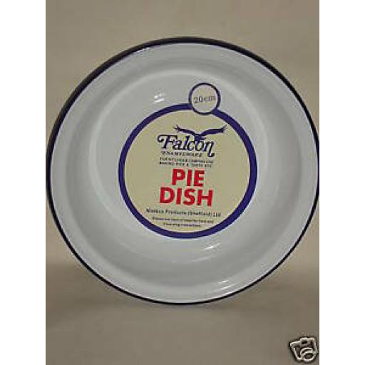 Falcon White With Blue Rim Enamel Round Pie Baking Dish Tin 20cm