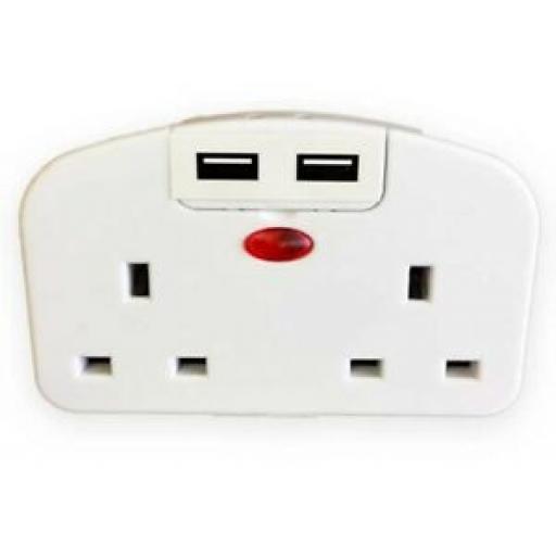 Far And Away European To UK 2 Way Travel Adaptor With 2 USB Ports 1672