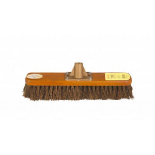 Groundsman Wood backed Broom Head Only With Stiff Bassine Bristles 18" PA98111