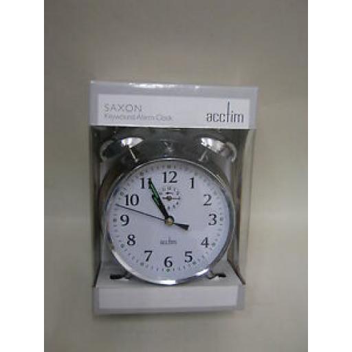 Acctim Saxon Bell Traditional Keywound Large Double Bell Alarm Clock Chrome