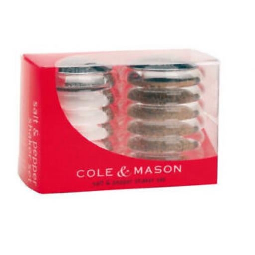 New Cole And Mason Salt And Pepper Shaker Set Acrylic With Silver Top