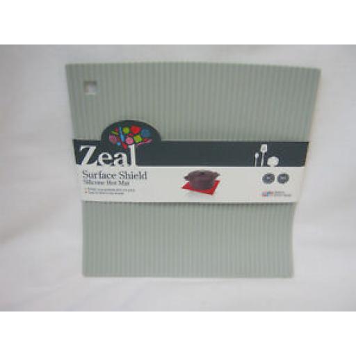 Zeal Heat Resistant Silicone Kitchen Hot Mat Square Trivet J310 22cm Light Grey