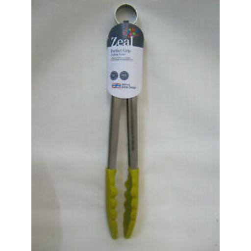 Zeal Silicone Cooks Tongs Heat Resistant 26cm 10in Mustard J140M