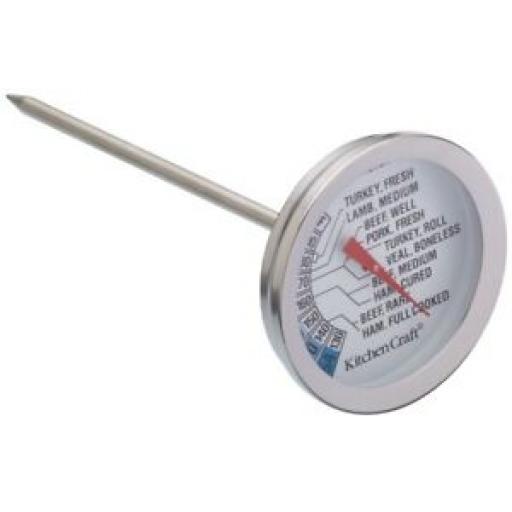 Kitchencraft Stainless Steel Meat Roast Thermometer Temperature Gauge KCMEATTH