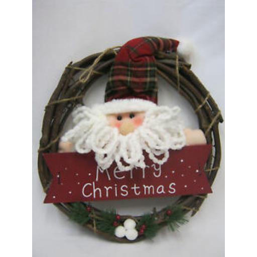 Brown Willow Christmas Cute Novelty Wreath Santa Father Christmas