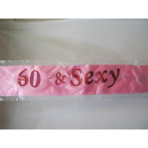 Alandra Flashing Pink Happy Birthday Party Sash "60 And Sexy" Logo FS-60/P