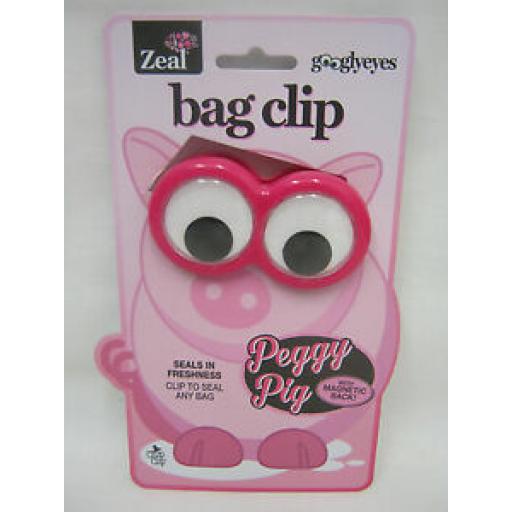 Zeal Googlyeyes Magnetic Bag Clip Seals In Freshness G52PIG Peggy Pig