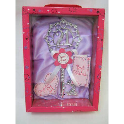 Giftzone Birthday Key Of The Door No 21 Birthday's Lilac With White Ribbon HK102