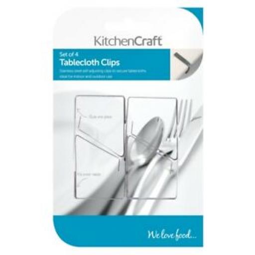 Kitchencraft Set of 4 Tablecloth Tablecover Clips Table Cover Cloth Metal