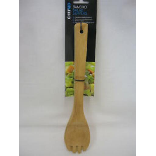 Chef Aid Wooden Bamboo Salad Servers Utensils 10E11394