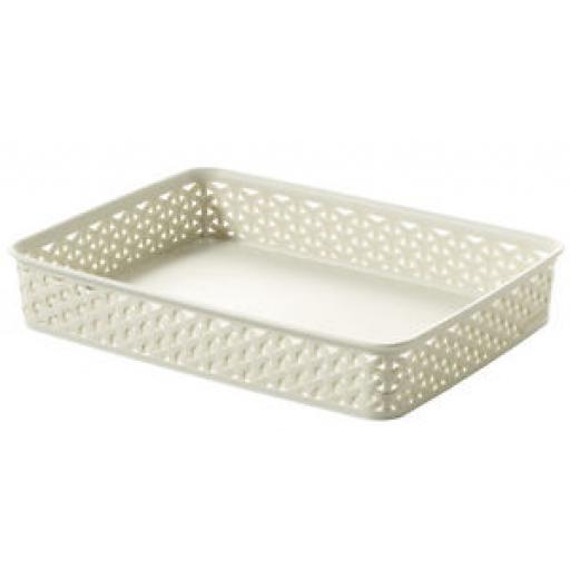 Curver My Style Shallow Oblong Storage Tray Plastic Cream 216717 A4