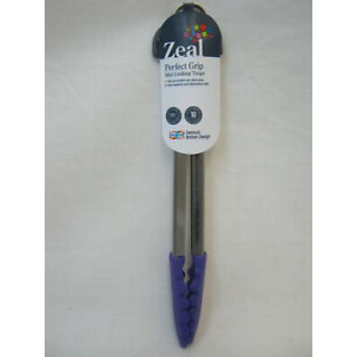 Zeal Silicone Cooks Tongs Mini Heat Resistant Purple J141 20cm 8"