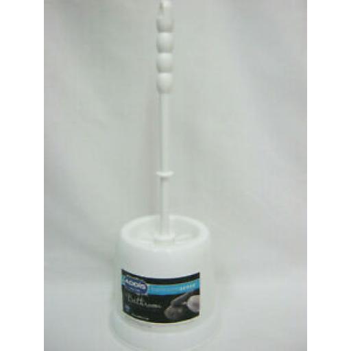 Addis White Toilet Loo Brush Holder Nylon Bristles Lavatory Set 510283