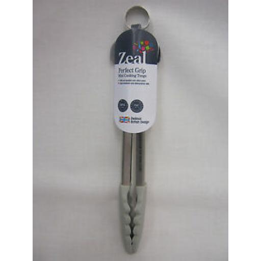 Zeal Silicone Cooks Tongs Mini Heat Resistant J141 20cm 8" Light Grey