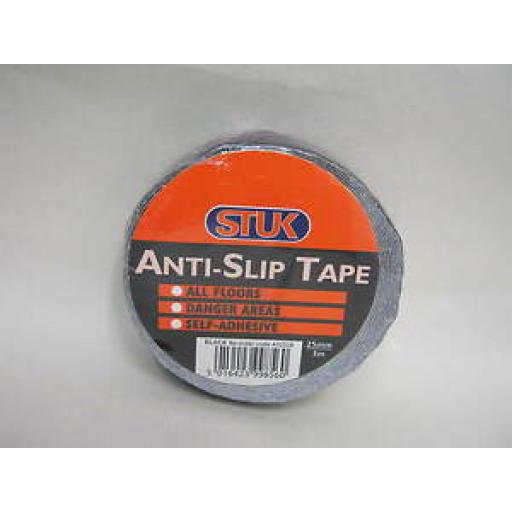 Stuk Anti Slip Tape For All Floors Self Adhesive Black 25mm x 3Metres Danger