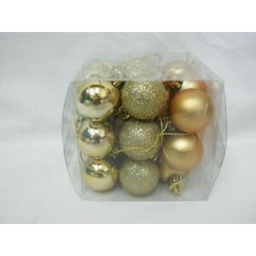 Small Christmas Tree Baubles Pk 18 Gold 25mm