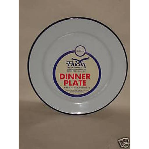 Falcon White With Blue Enamel Round Pie Dinner Plate Baking Dish Tin 22cm