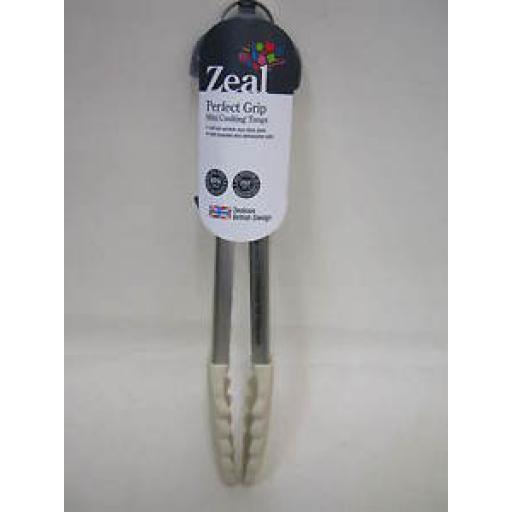 Zeal Silicone Cooks Tongs Mini Heat Resistant J141 20cm 8" Cream