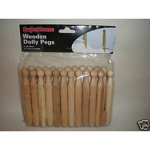 Wooden Dolly Pegs Washing Wood Traditional PK 24
