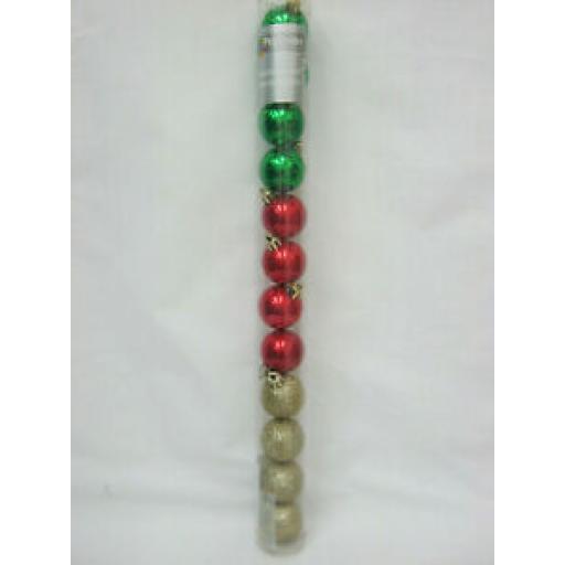 Premier Baubles Pk12 Multi Finish Glitter 40mm Assorted Red Green Gold