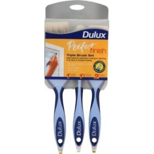 Dulux Perfect Finish Triple Paint Brush Set Of 3 Brushes 60033332