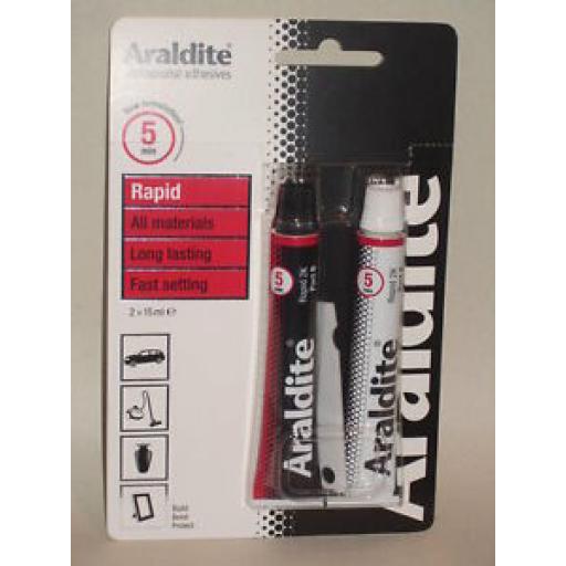 Araldite Rapid Super Strong Adhesive Glue 2 x 15ml Tubes Red