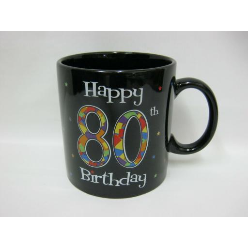 BGC Jumbo Black Mug Beaker Coffee Tea Cup Happy 80 th Birthday 1 Pint